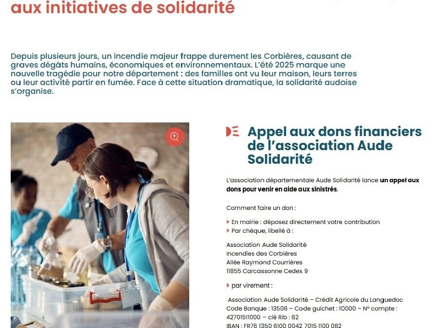 Incendies dans l’Aude 2025 : comment participer aux initiatives de solidarité